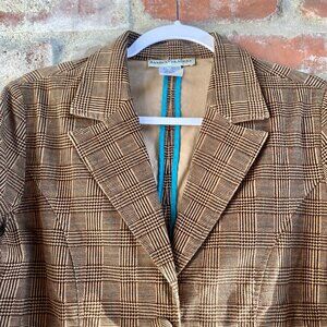 Bamboo Traders Women's Fitted Blazer, Brown/Tan Plaid, Size S.